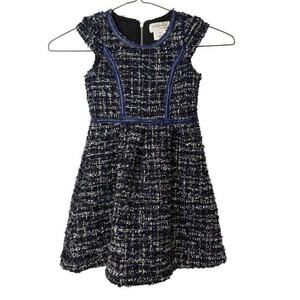 Little Angels by Us Angels Girls Luxe-Trimmed Boucle‎ Dress Little Kids 6 Navy
